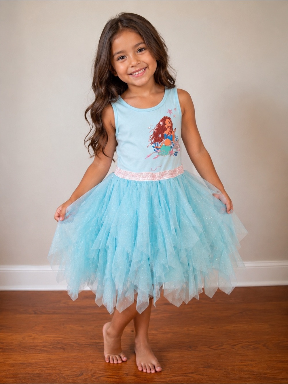 Disney Ariel Little Mermaid Sparkle Tulle Dress Size 5T Blue Princess Dress